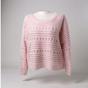 Soft Express Pastel Pink Crochet Style Sweater Cotton Blend Size Medium Gift NWT